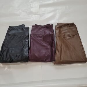 Faux Leather Leggings- Black, Burgundy, Brown Tan